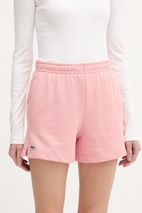 Lacoste szorty dresowe damskie różowe high waist GF5341