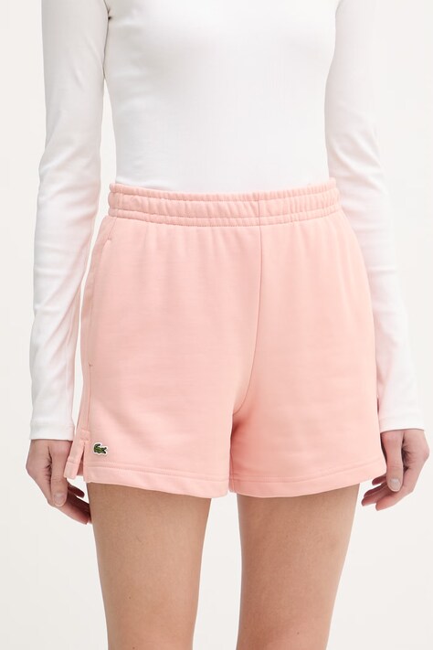 Lacoste szorty dresowe damskie różowe high waist GF5341