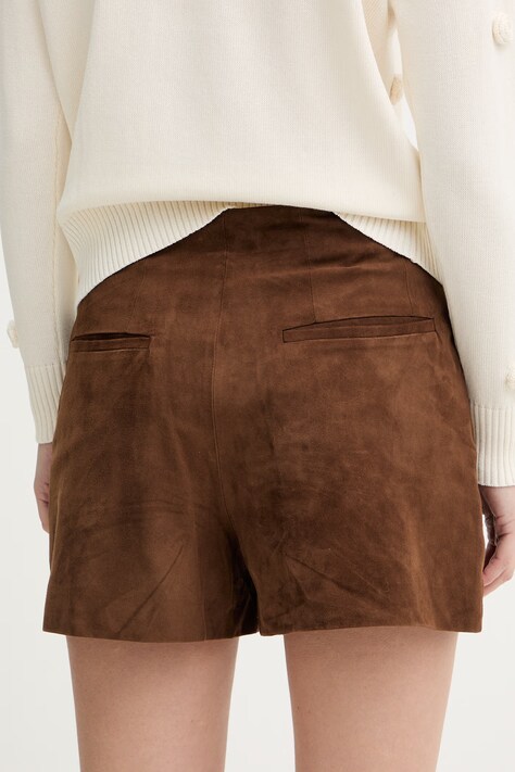 Marella szorty zamszowe SPIGA damskie kolor brązowy gładkie high waist 2613431014200