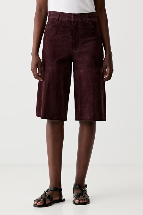 Marella szorty zamszowe SCOGLIO damskie kolor bordowy gładkie high waist 2613431021200