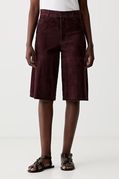 Marella szorty zamszowe SCOGLIO damskie kolor bordowy gładkie high waist 2613431021200