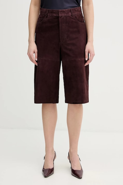 Marella szorty zamszowe SCOGLIO damskie kolor bordowy gładkie high waist 2613431021200