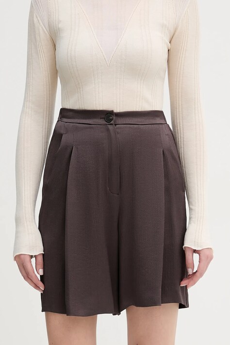 Marella szorty Emme by Marella damskie kolor szary gładkie high waist 2615141021200