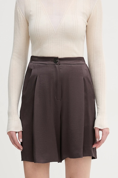 Marella szorty Emme by Marella damskie kolor szary gładkie high waist 2615141021200