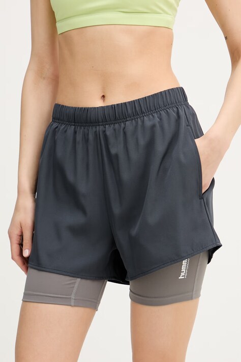 Hummel szorty sportowe damskie szare high waist 232574