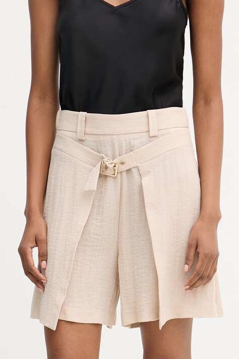 Simona Corsellini szorty eleganckie damskie z wiskozy beżowe P26CPSH00101