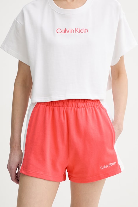 Calvin Klein trenirka kratke hlače ženske bombažne roza klasičen pas LV00Q61153