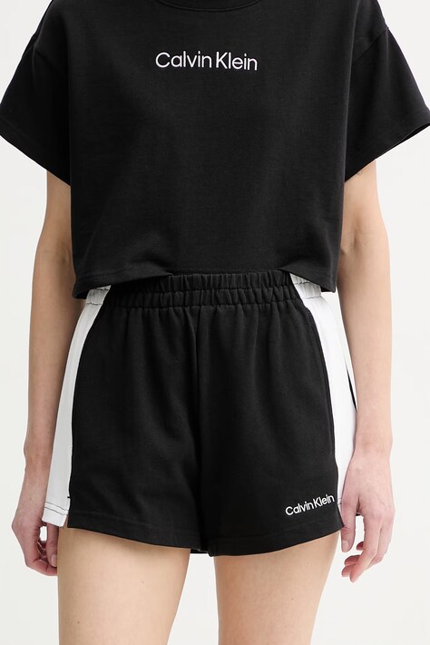 Calvin Klein trenirka kratke hlače ženske bombažne črne klasičen pas LV00Q61153