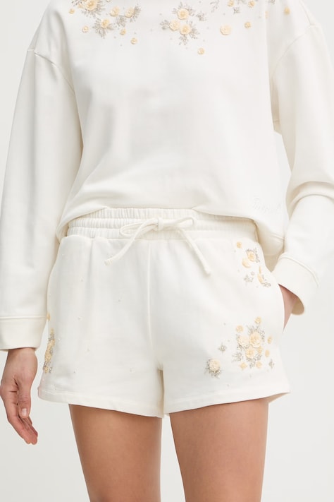 Twinset Pantaloncini da tuta da donna in cotone beige high waist 261TP202B