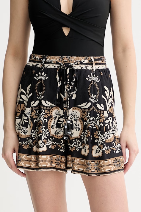 Twinset Pantaloncini da donna con lino neri vita alta 261LB2NBB