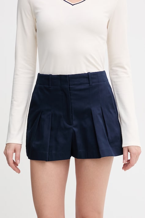 Lacoste szorty damskie kolor granatowy gładkie high waist FF0175