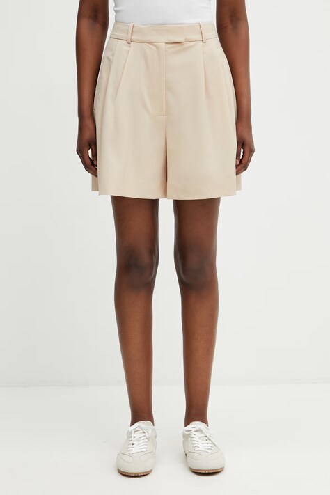 Lacoste shorts with wool Women's pink high waist FF0243