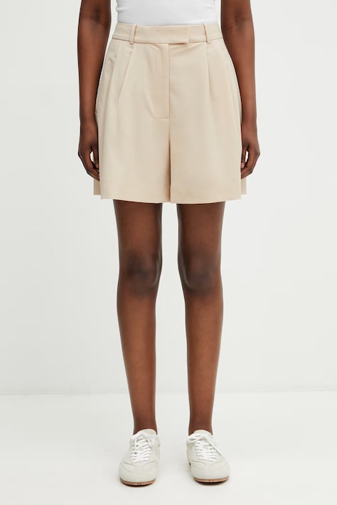 Lacoste szorty z wełną damskie różowe high waist FF0243