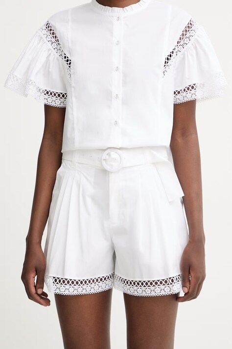 Twinset szorty eleganckie damskie bawełniane z elastanem białe high waist 261TT2253