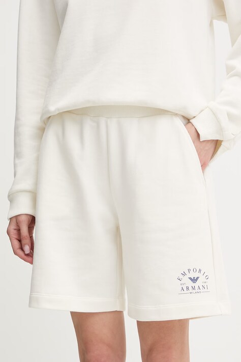 Šortky Emporio Armani Underwear béžová farba, s potlačou, vysoký pás, EW000496 AF19031