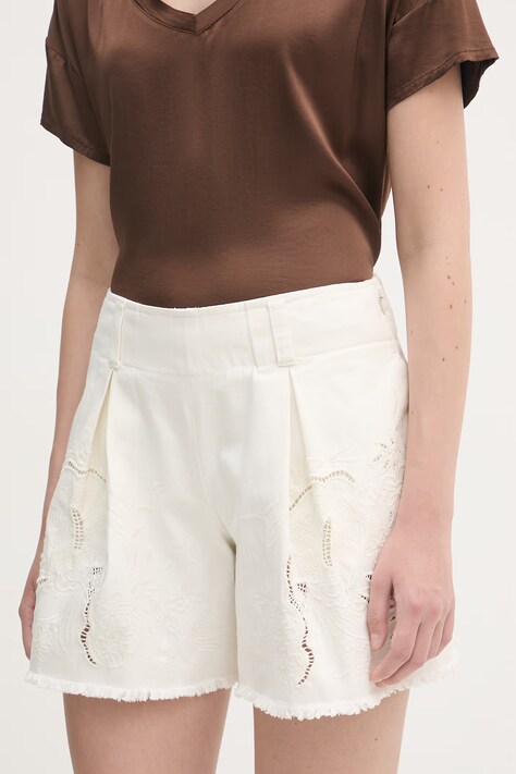 Luisa Spagnoli szorty damskie jeansowe Acile beżowe high waist 542896