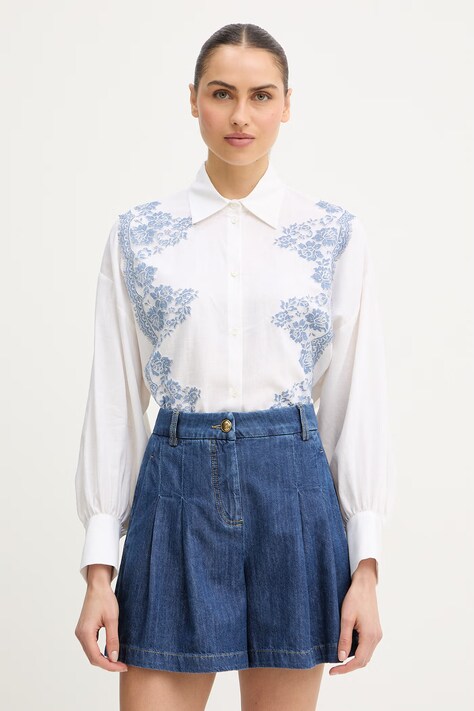 Luisa Spagnoli szorty jeansowe Altana damskie kolor niebieski gładkie high waist 542876