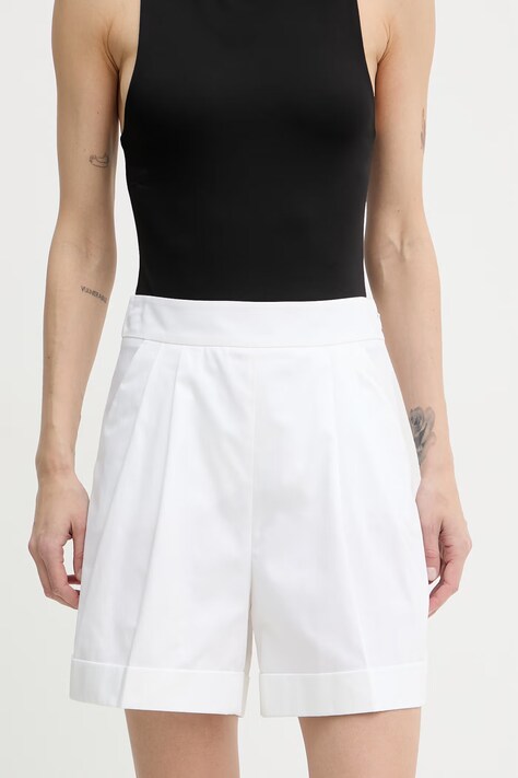 Luisa Spagnoli szorty eleganckie damskie bawełniane Avola białe high waist 543326