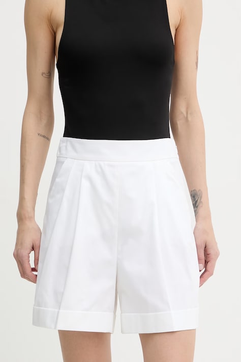 Luisa Spagnoli szorty eleganckie damskie bawełniane Avola białe high waist 543326