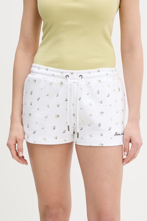 Guess Jeans szorty damskie bawełniane białe regular waist W6GDB3 KE901