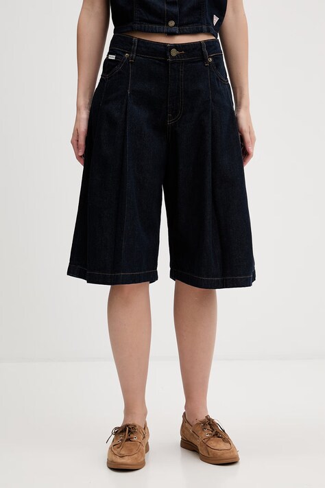 Guess Jeans szorty eleganckie damskie jeansowe granatowe high waist W6GDY5 D7971