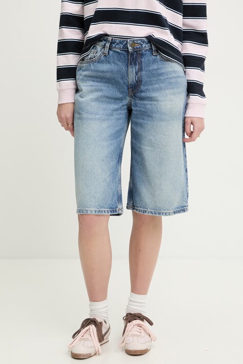 Guess Jeans szorty damskie jeansowe niebieskie high waist