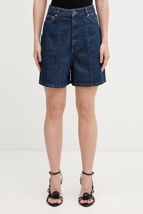 Marine Serre shorts denim Women's blue high waist WSH018ARDEN0002