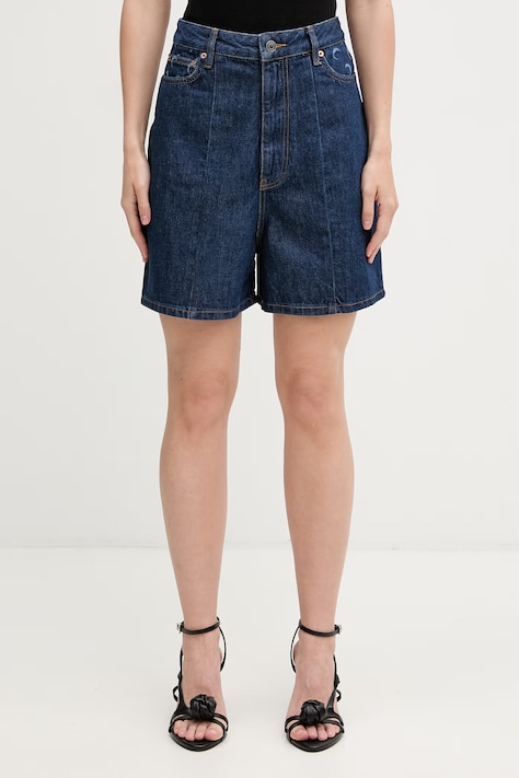 Marine Serre šortky džínové dámské modré high waist WSH018ARDEN0002