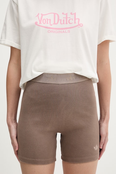 adidas Originals kolarki damskie bawełniane z elastanem brązowe high waist KE3228