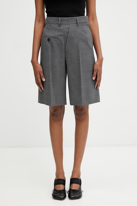 MM6 Maison Margiela Pantaloni scurți eleganți pentru femei, cu lână gri high waist S52MU0125.M35733.860M