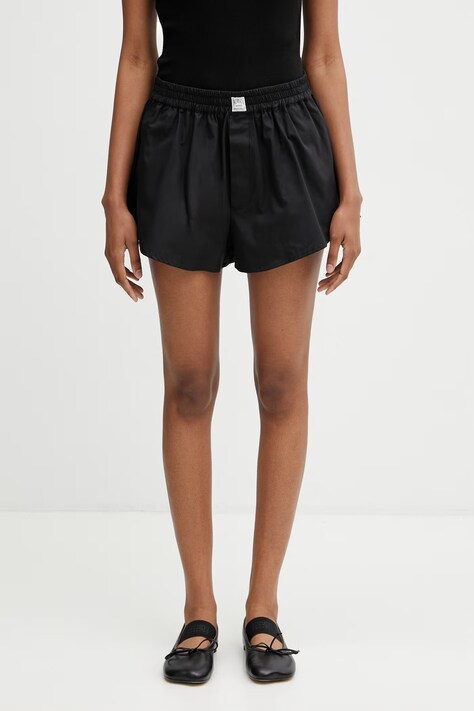 MM6 Maison Margiela szorty bawełniane damskie czarne high waist S52MU0135.M35480.899