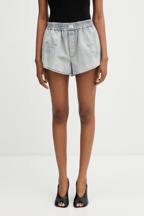 MM6 Maison Margiela szorty bawełniane damskie niebieskie high waist S52MU0137.M30055.962