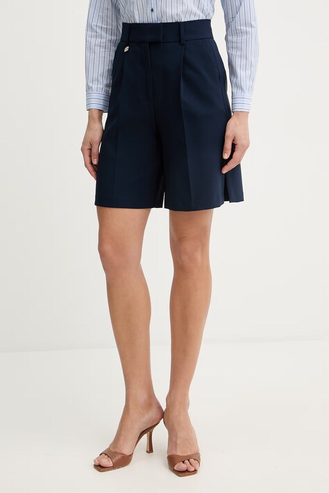 Fracomina szorty damskie kolor granatowy gładkie high waist FR26SV6004W42901