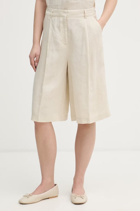 United Colors of Benetton šortky dámske ľanové béžové high waist 4AGHD902L