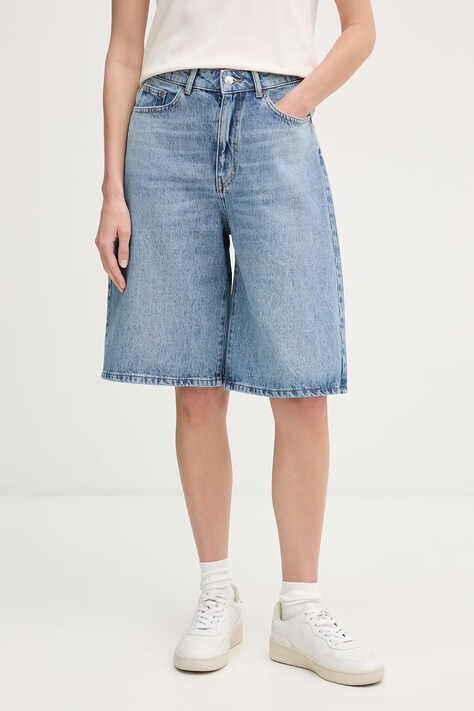 United Colors of Benetton šortky dámské bavlněné modré high waist 4W9KD902J