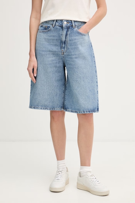 United Colors of Benetton šortky dámské bavlněné modré high waist 4W9KD902J