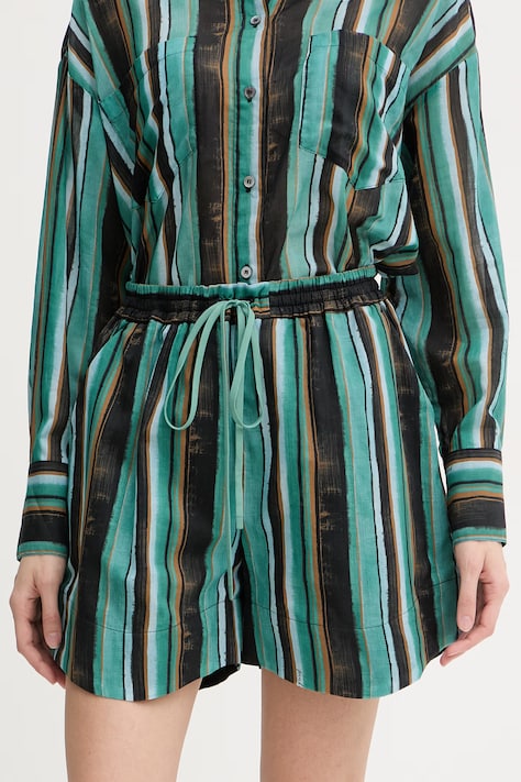 Pinko szorty damskie bawełniane zielone high waist 106991 A3CH