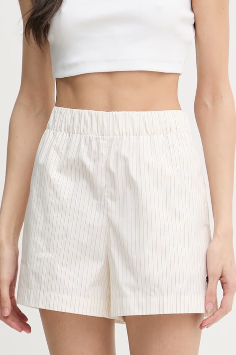 Calvin Klein Jeans kratke hlače ženske bombažne bež LV047F628G