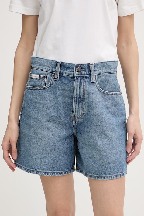 Calvin Klein Jeans šortky dámské džínové modré high waist LV047F676G
