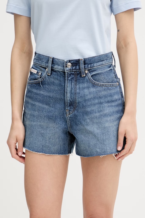 Calvin Klein Jeans szorty damskie jeansowe niebieskie high waist LV047F766G