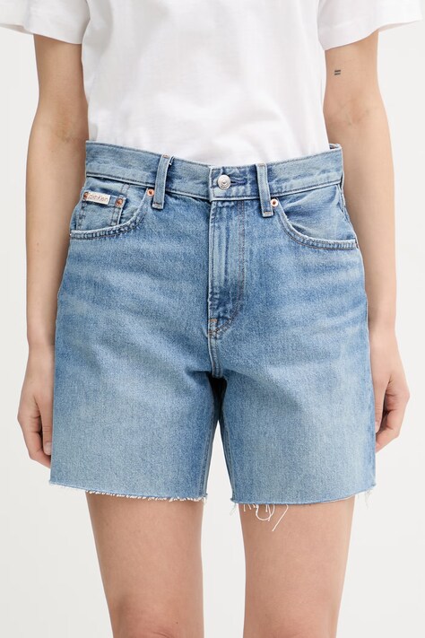 Calvin Klein Jeans šortky dámske bavlnené modré regular waist LV047F774G