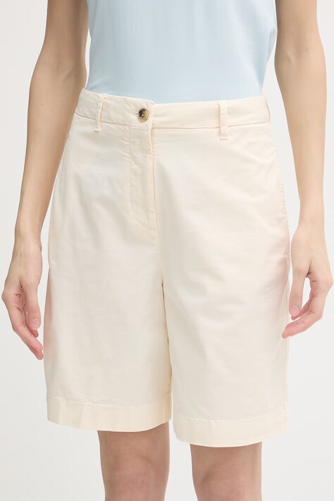 Tommy Hilfiger chino kratke hlače za žene s pamukom bež srednje visoki struk WW0WW49648