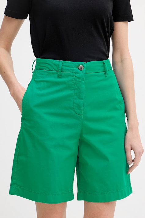 Tommy Hilfiger chino kratke hlače za žene s pamukom zelene srednje visoki struk WW0WW49648
