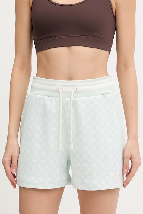 Guess szorty dresowe damskie AGGIE turkusowe high waist V5YD06 KB212
