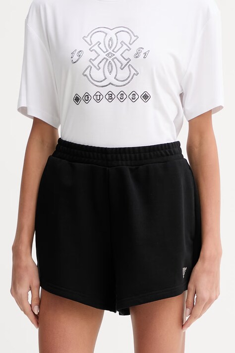 Guess Σορτς επίσημα γυναικεία SILVY μαύρα Μέση ψηλή V6GD14 K3090