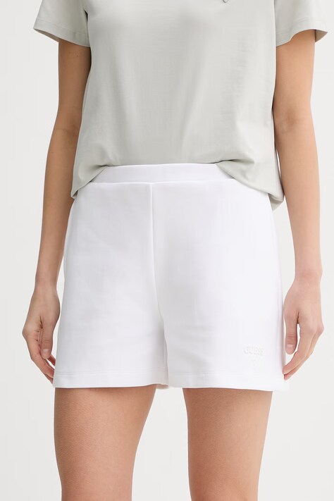 Guess teplákové šortky dámske bavlnené HABI biele high waist V6GD17 K3158
