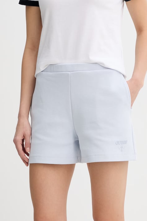 Guess teplákové šortky dámske bavlnené HABI Modré high waist V6GD17 K3158