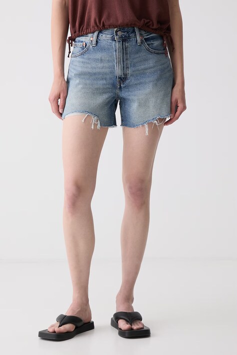 Levi's szorty damskie jeansowe RIBCAGE A-LINE niebieskie high waist 005DS