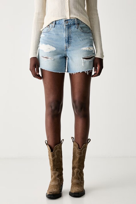 Levi's szorty damskie jeansowe RIBCAGE A-LINE niebieskie high waist 005DS