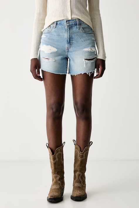 Levi's szorty damskie jeansowe RIBCAGE A-LINE niebieskie high waist 005DS